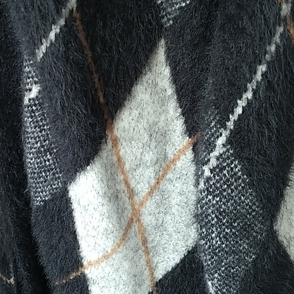 Marled Argyle Grey/Black Sweater Coat Jacket sz S - Picture 6 of 12